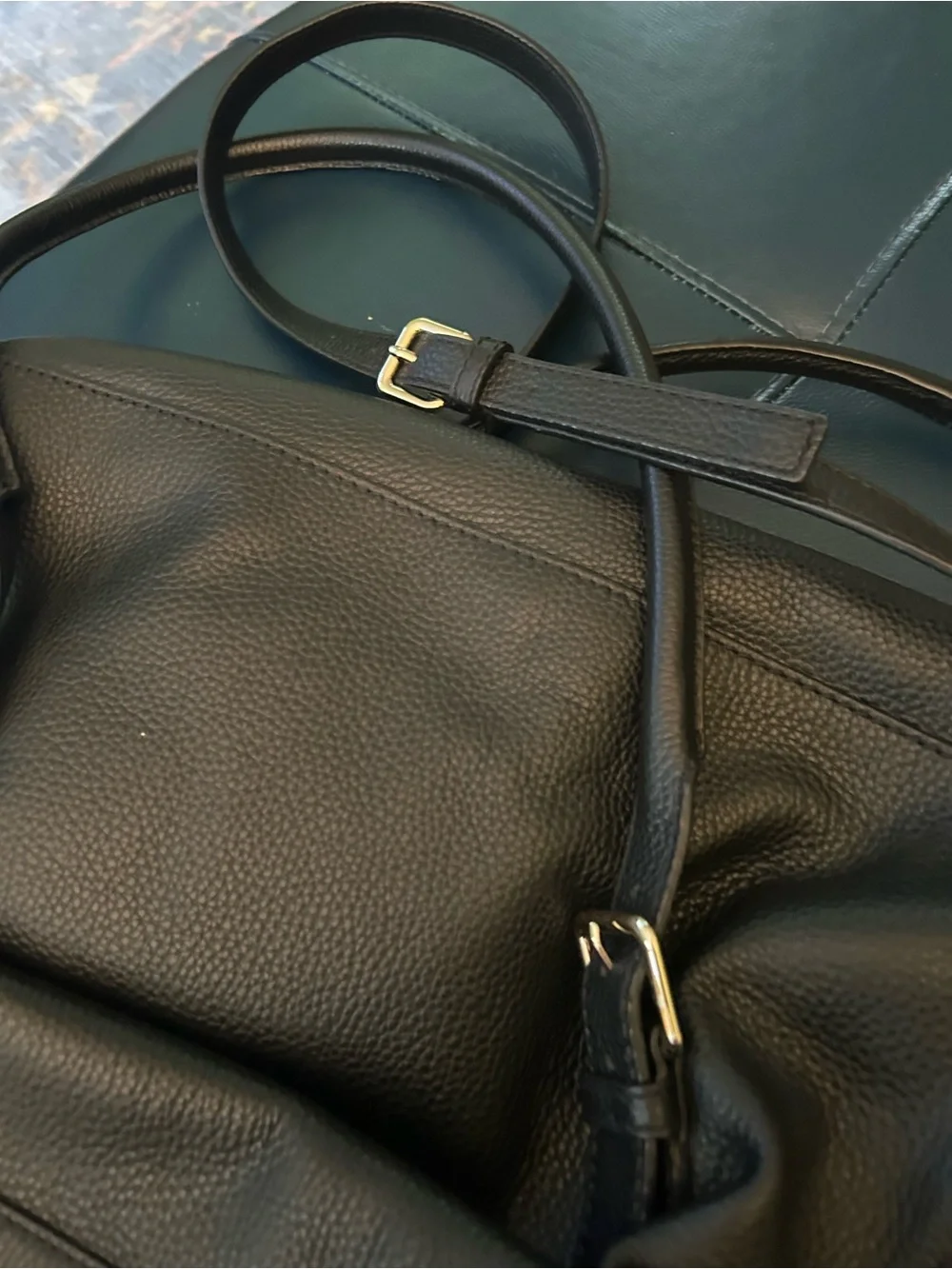 kate spade Black Pebbled Leather large Bag with Gold Hardware